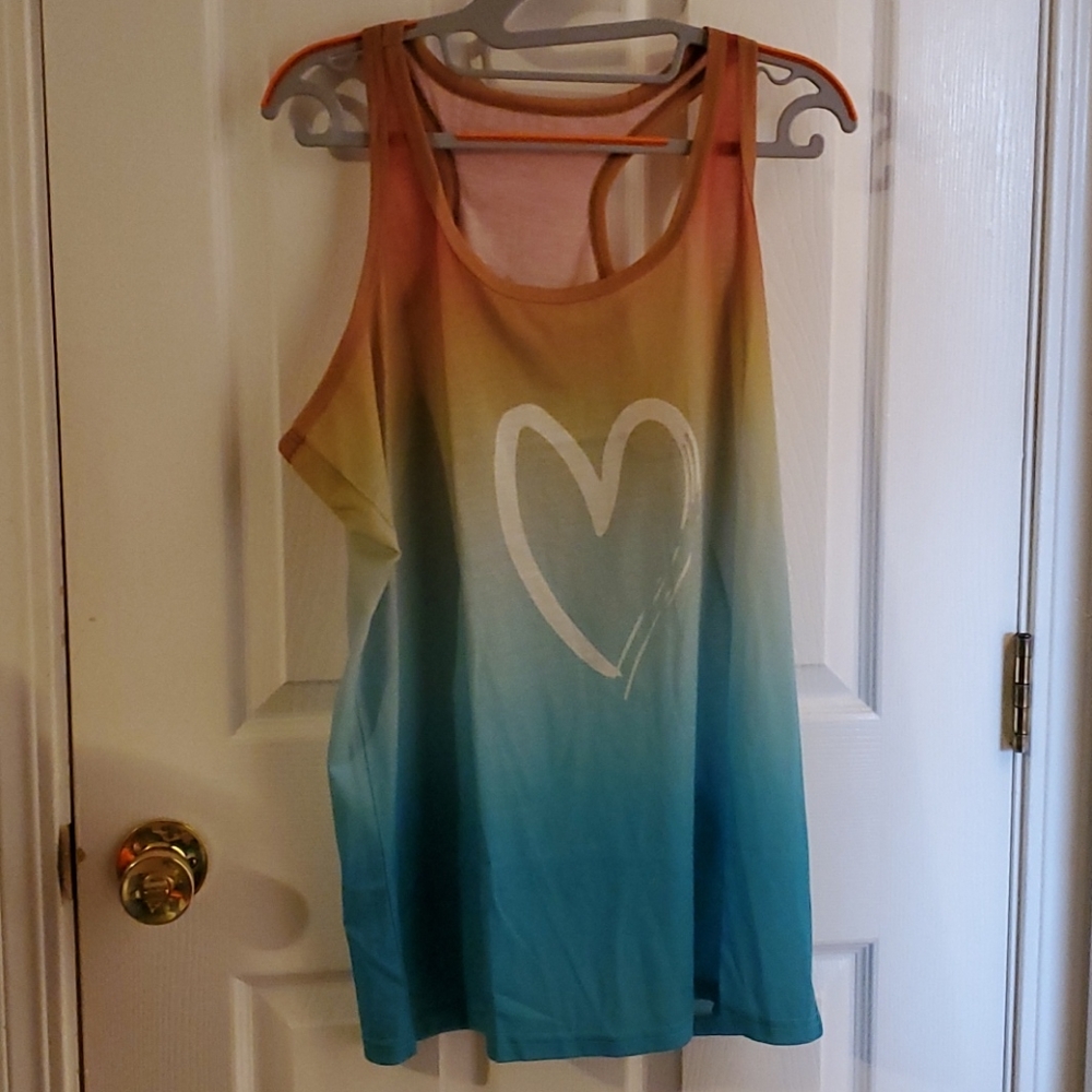 Racer back tank top with heart